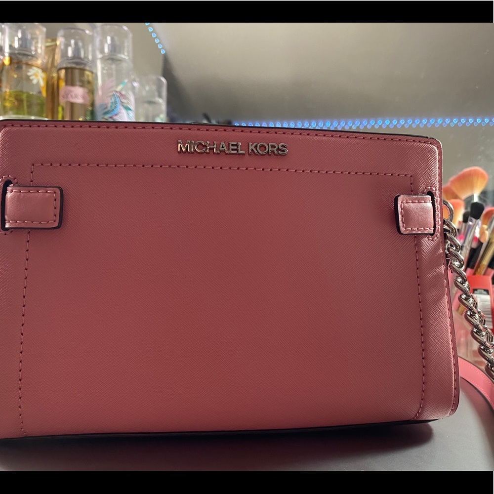 pink crossbody leather Michael Kors bag